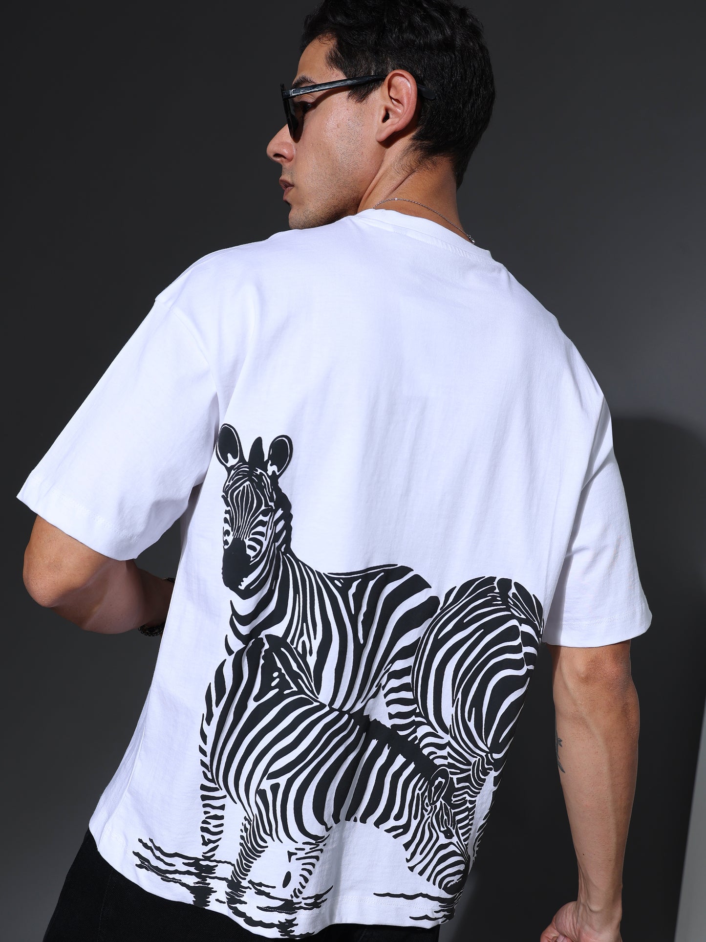 WILD - Zebra Half Sleeve Tee (White)