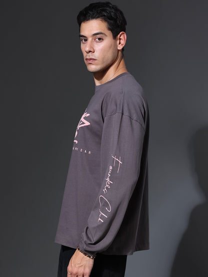 100/100 Founders Club Limited Edition Full Sleeve Oversized Tee (Elephant Grey)