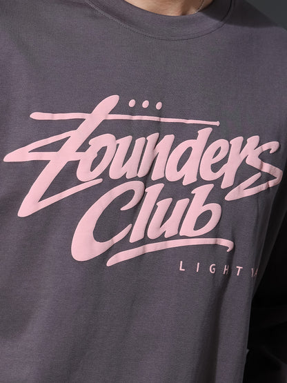 100/100 Founders Club Limited Edition Full Sleeve Oversized Tee (Elephant Grey)