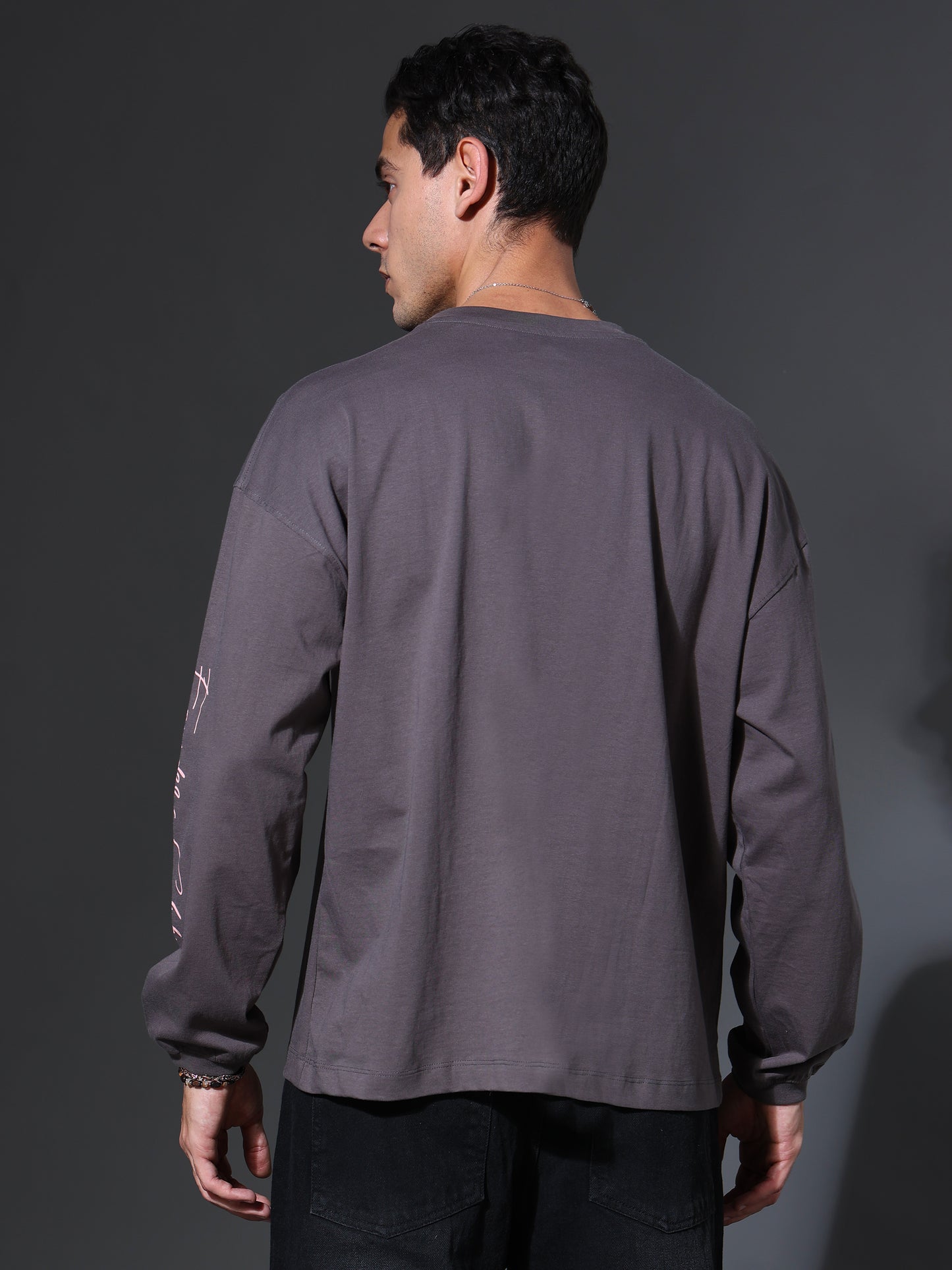 100/100 Founders Club Limited Edition Full Sleeve Oversized Tee (Elephant Grey)