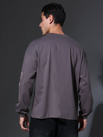 100/100 Founders Club Limited Edition Full Sleeve Oversized Tee (Elephant Grey)