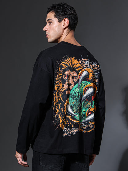 APEX - Lion King Full Sleeve Oversized Tee (Black)