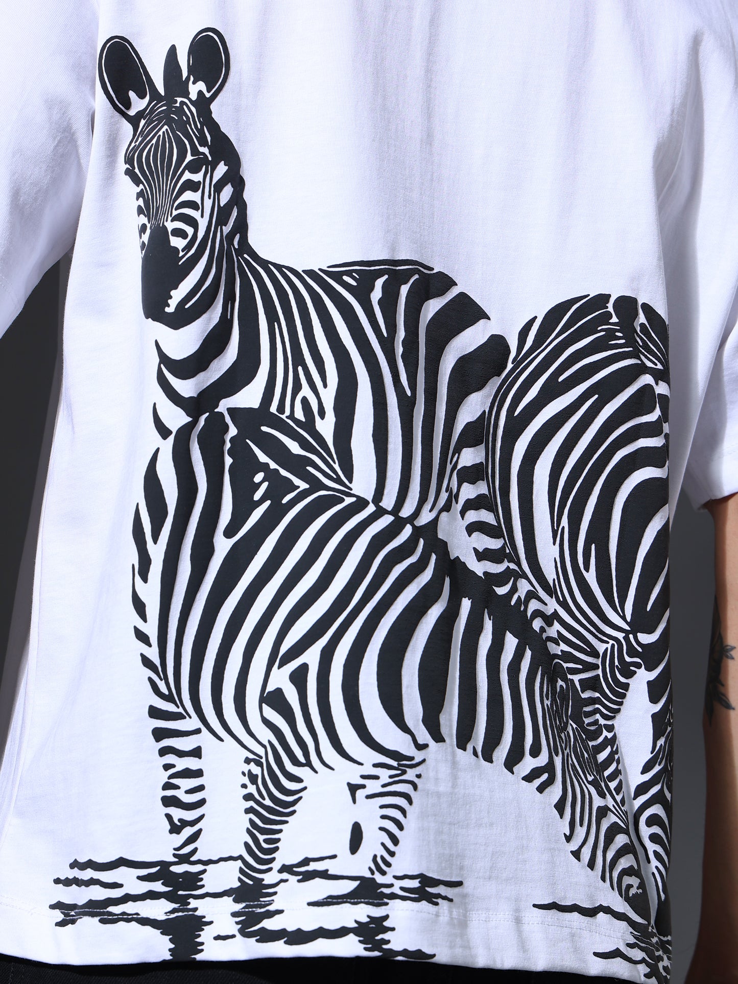 WILD - Zebra Half Sleeve Tee (White)